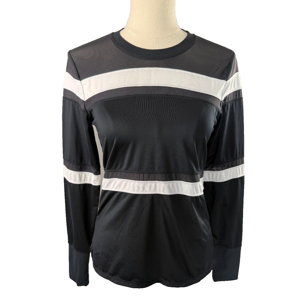 Tail Womens Black White Colorblock Mesh Panel Long Sleeve Athletic Top Size S